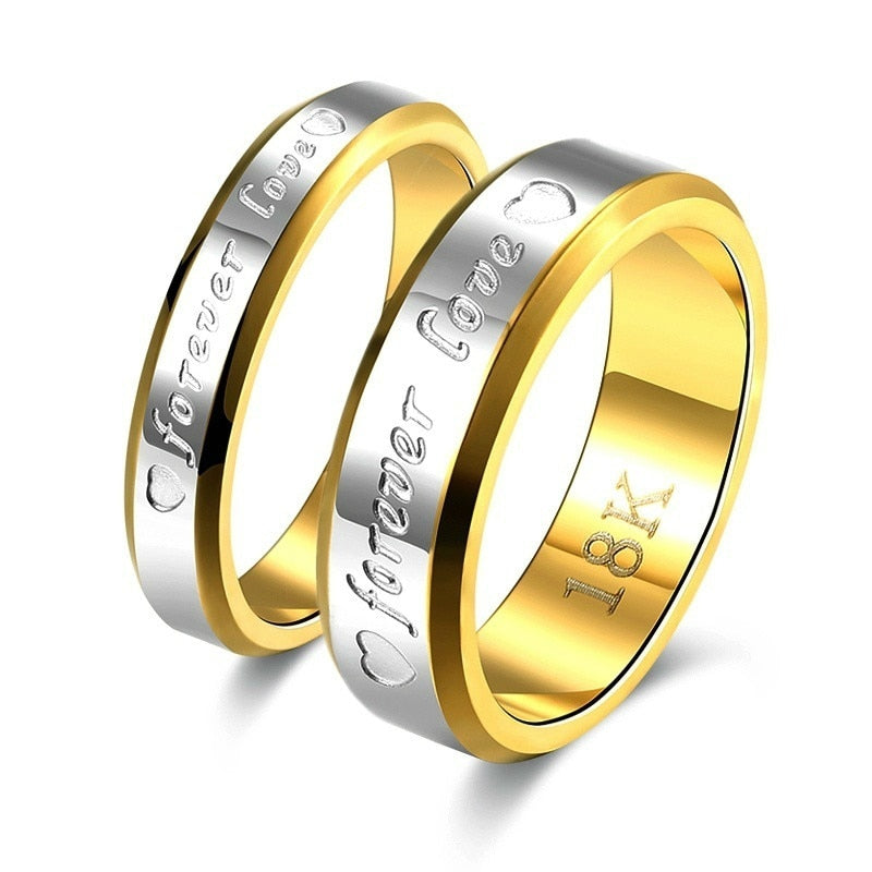 Engagement/Wedding Stainless Steel Gold-color Fashion Ring For Men/Women