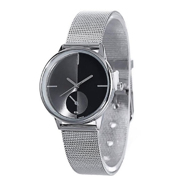 Stainless Steel Couple Wrist-watch with Mesh Band