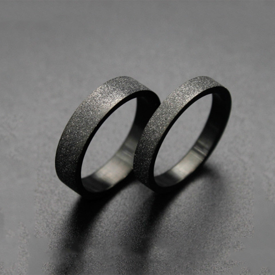 Matte Black Titanium Steel Couple Rings for Men/Women